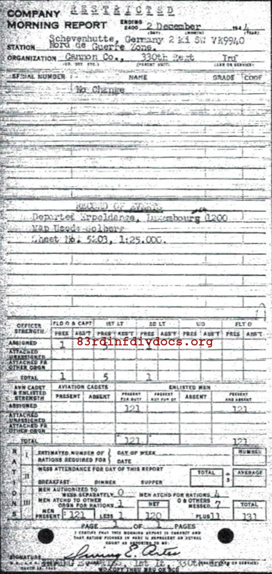 Morning report CANCO Co, 1944-12-02, page 1 Morning report