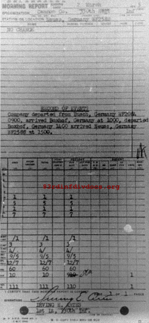 Morning report CANCO Co, 1945-03-02, page 1 Morning report