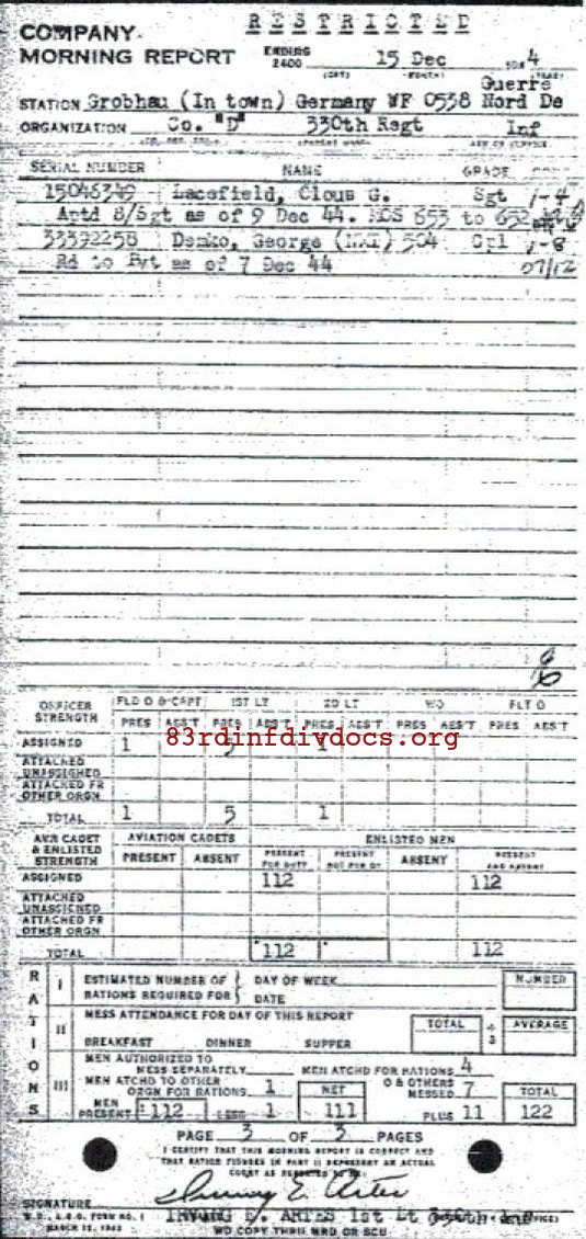 Morning report D Co, 1944-12-15, page 3 Morning report
