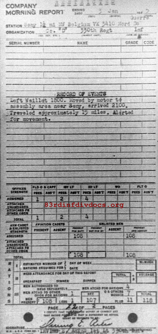 Morning report D Co, 1945-01-03, page 2 Morning report