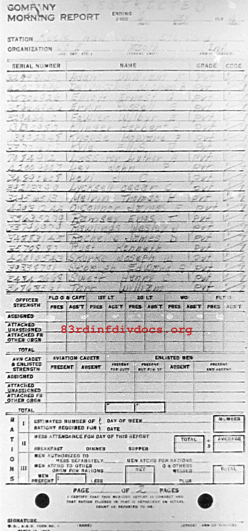 Morning report E Co, 1944-05-06, page 1 Morning report