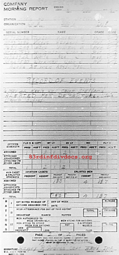 Morning report E Co, 1944-05-06, page 2 Morning report