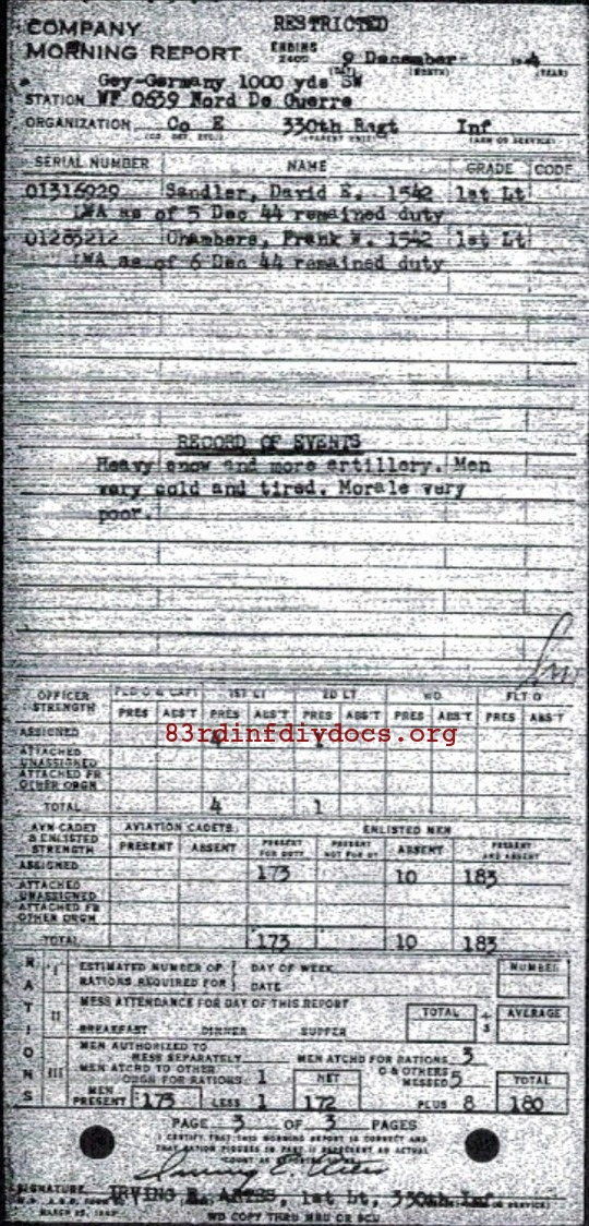 Morning report E Co, 1944-12-09, page 3 Morning report