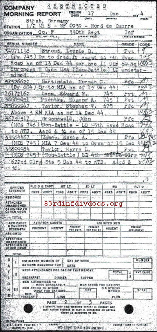 Morning report F Co, 1944-12-17, page 2 Morning report