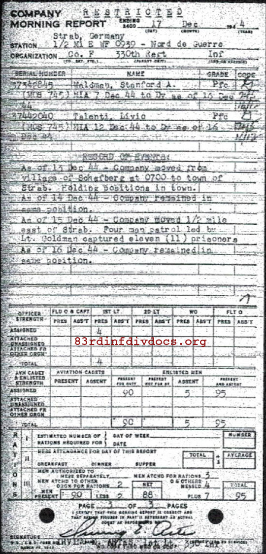 Morning report F Co, 1944-12-17, page 3 Morning report