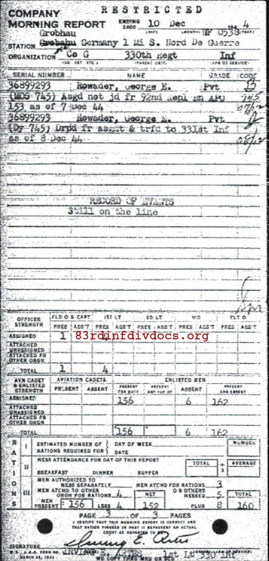 Morning report G Co, 1944-12-10, page 3 Morning report