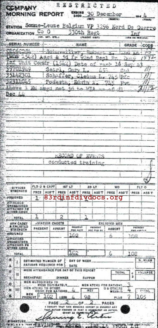 Morning report G Co, 1944-12-30, page 2 Morning report