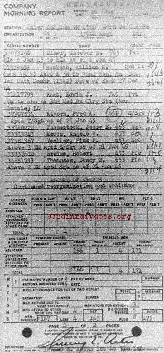 Morning report G Co, 1945-01-26, page 2 Morning report