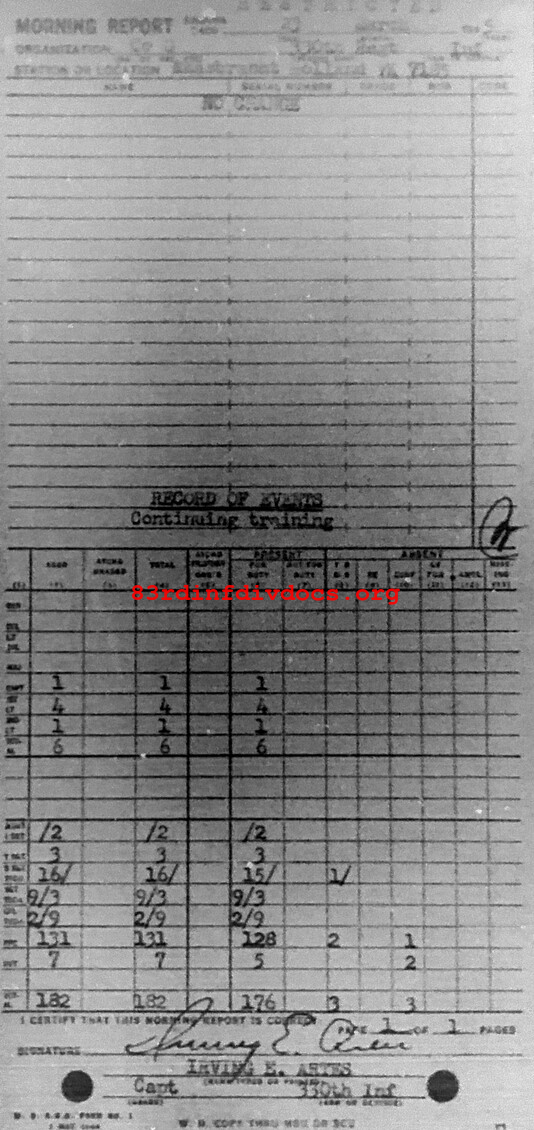 Morning report G Co, 1945-03-23, page 1 Morning report