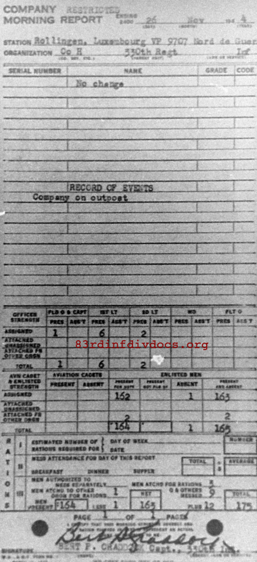 Morning report H Co, 1944-11-26, page 1 Morning report