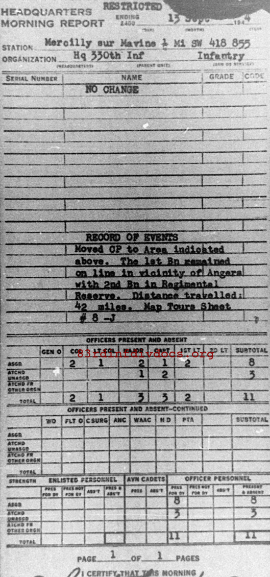 Morning report HQ Co, 1944-09-13, page 1 Morning report