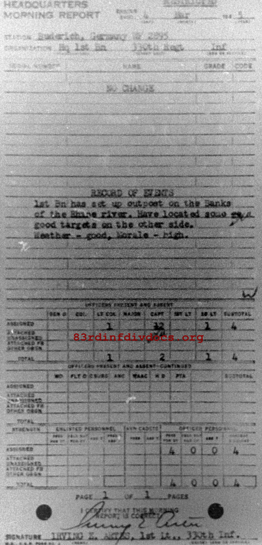 Morning report HQ1BN Co, 1945-03-04, page 1 Morning report