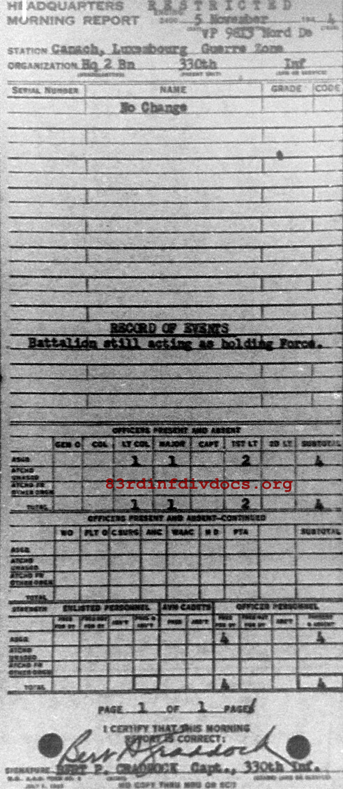 Morning report HQ2BN Co, 1944-11-05, page 1 Morning report