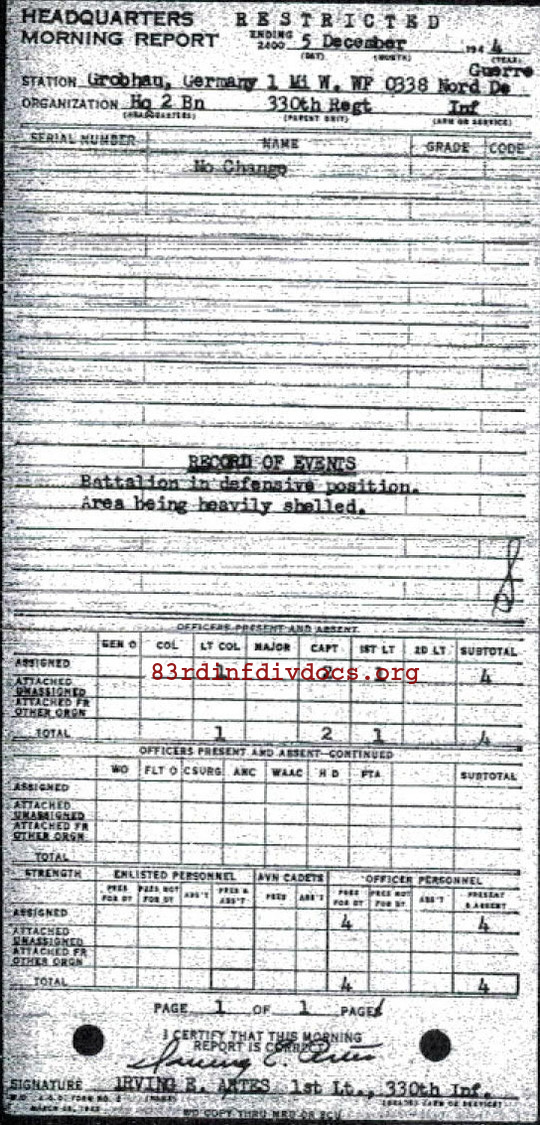 Morning report HQ2BN Co, 1944-12-05, page 1 Morning report