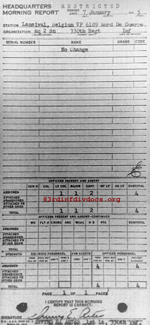 Morning report HQ2BN Co, 1945-01-07, page 1 Morning report