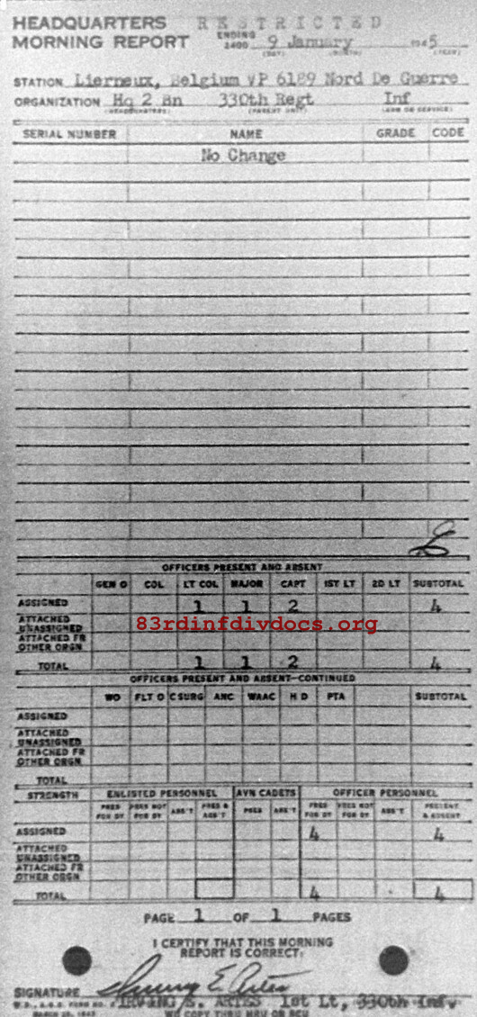 Morning report HQ2BN Co, 1945-01-09, page 1 Morning report
