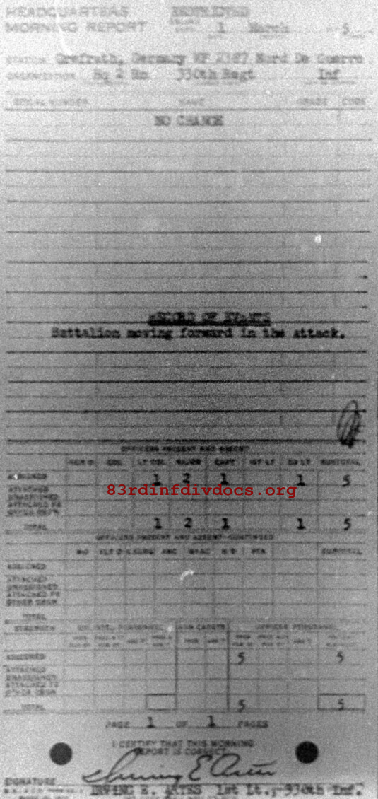 Morning report HQ2BN Co, 1945-03-01, page 1 Morning report