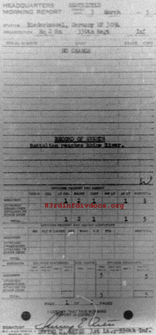 Morning report HQ2BN Co, 1945-03-03, page 1 Morning report