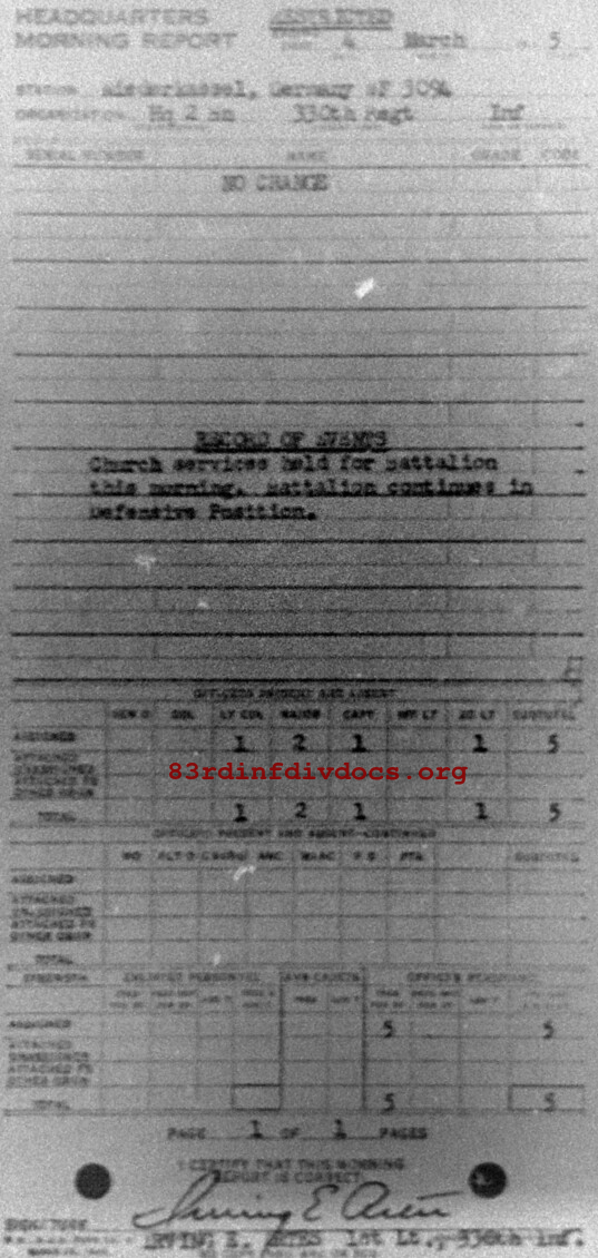 Morning report HQ2BN Co, 1945-03-04, page 1 Morning report