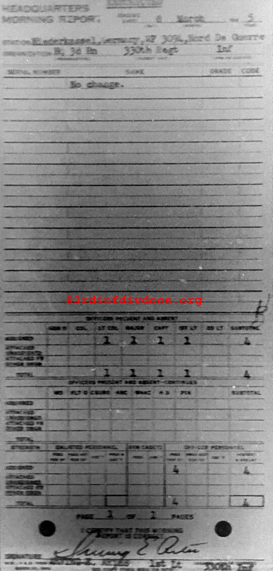 Morning report HQ3BN Co, 1945-03-08, page 1 Morning report