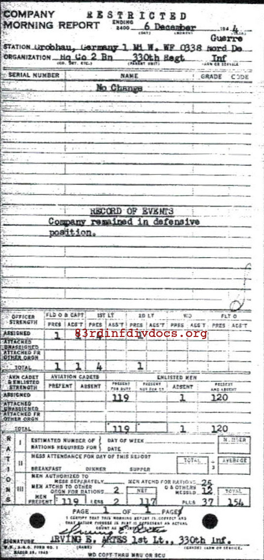 Morning report HQCO2BN Co, 1944-12-06, page 1 Morning report