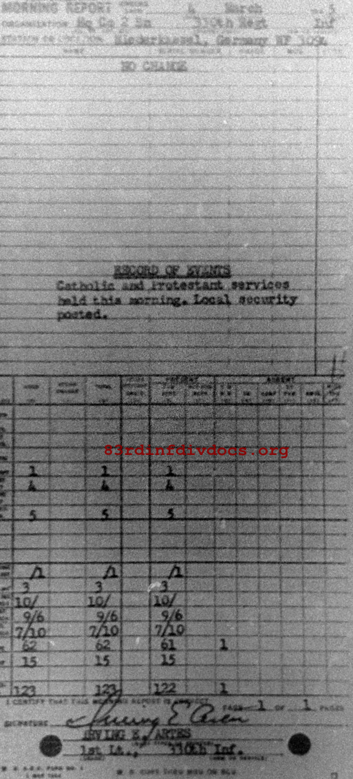 Morning report HQCO2BN Co, 1945-03-04, page 1 Morning report