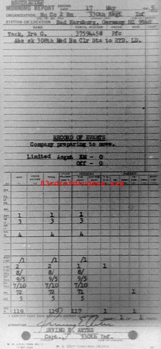 Morning report HQCO2BN Co, 1945-05-17, page 1 Morning report