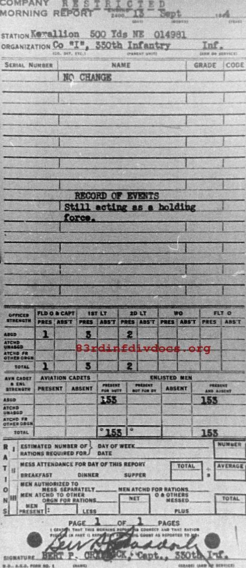 Morning report I Co, 1944-09-13, page 1 Morning report