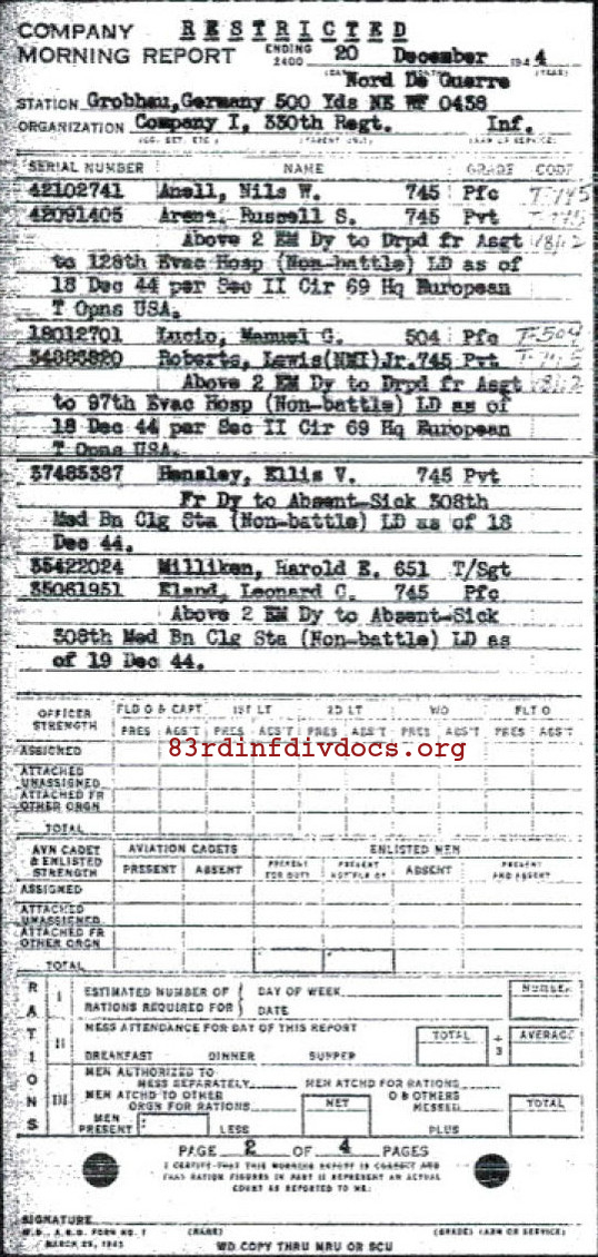 Morning report I Co, 1944-12-20, page 2 Morning report