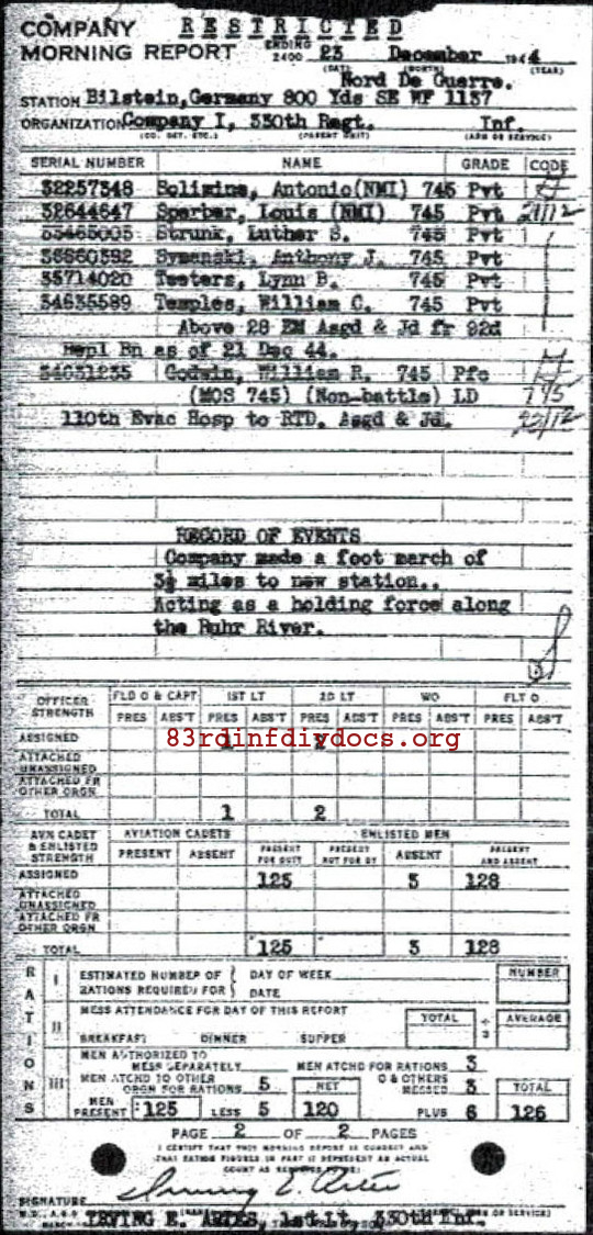 Morning report I Co, 1944-12-23, page 2 Morning report