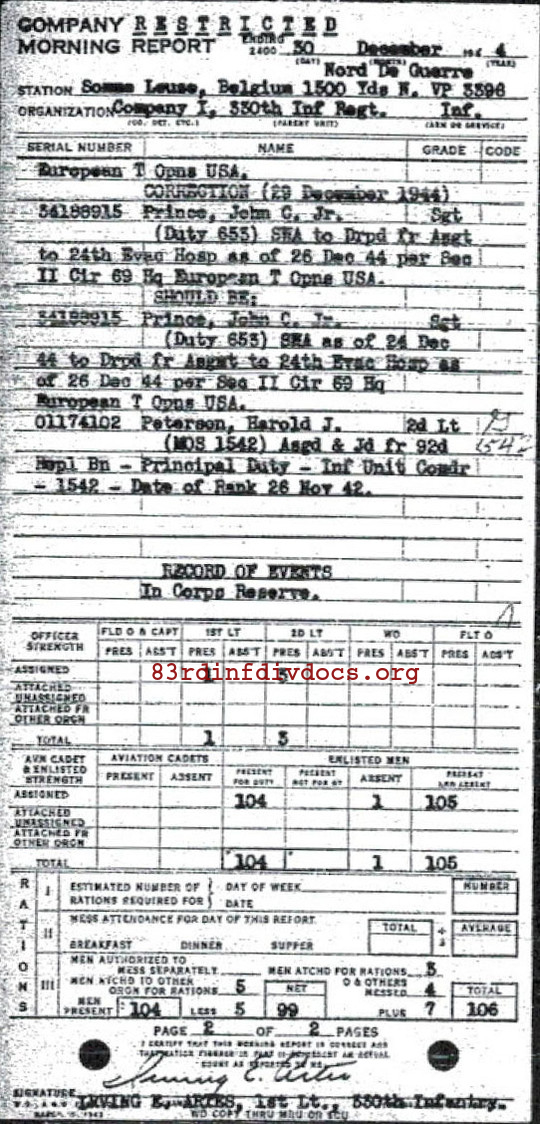 Morning report I Co, 1944-12-30, page 2 Morning report