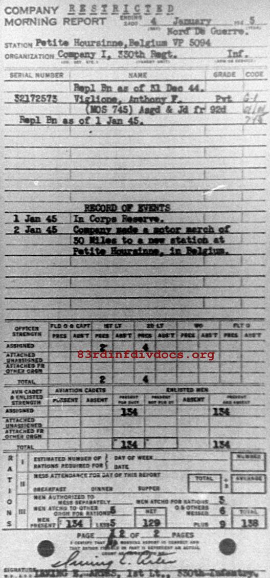 Morning report I Co, 1945-01-04, page 2 Morning report