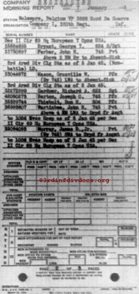 Morning report I Co, 1945-01-07, page 2 Morning report