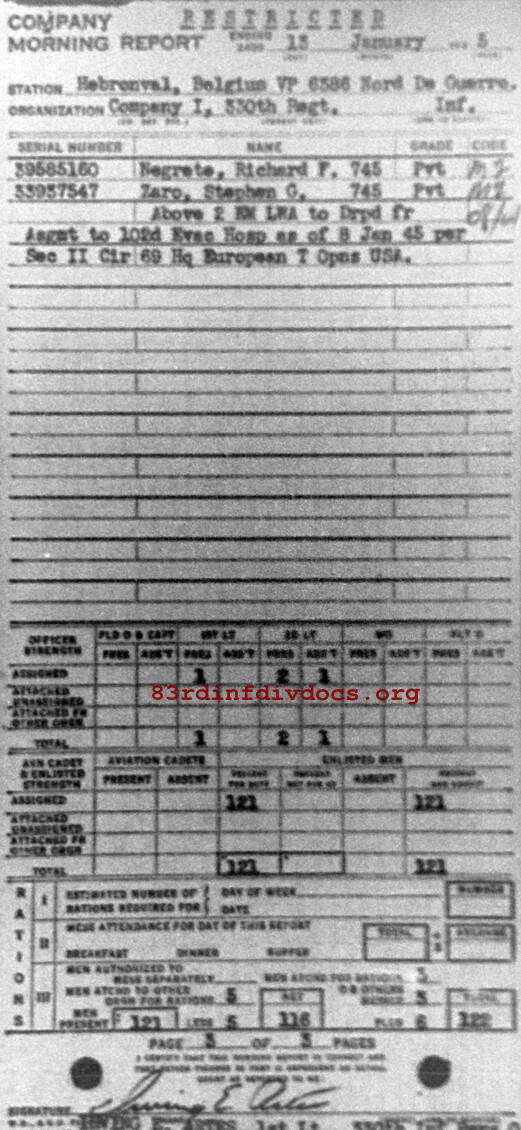 Morning report I Co, 1945-01-13, page 3 Morning report