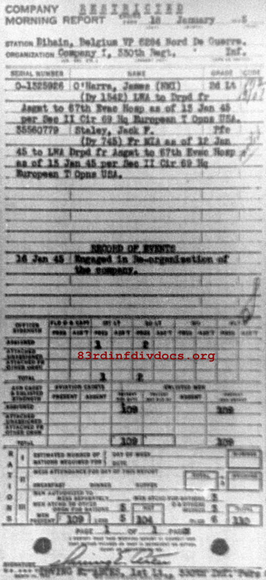 Morning report I Co, 1945-01-18, page 1 Morning report