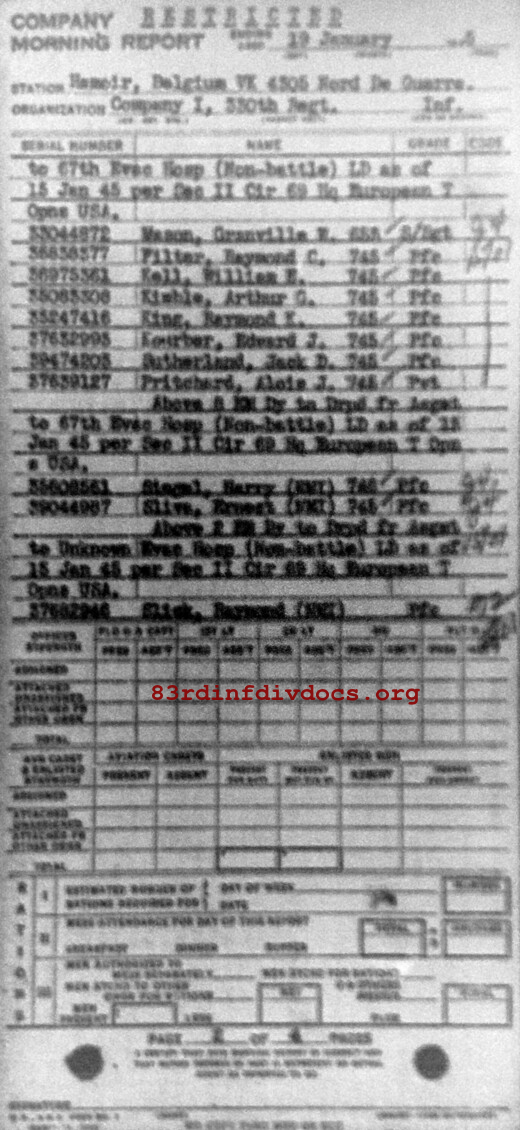 Morning report I Co, 1945-01-19, page 2 Morning report