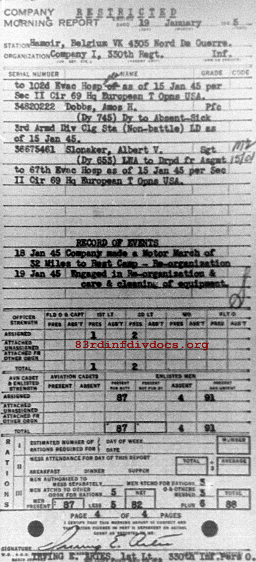 Morning report I Co, 1945-01-19, page 4 Morning report