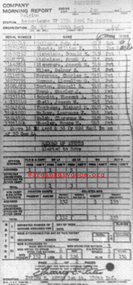 Morning report K Co, 1945-01-01, page 2 Morning report