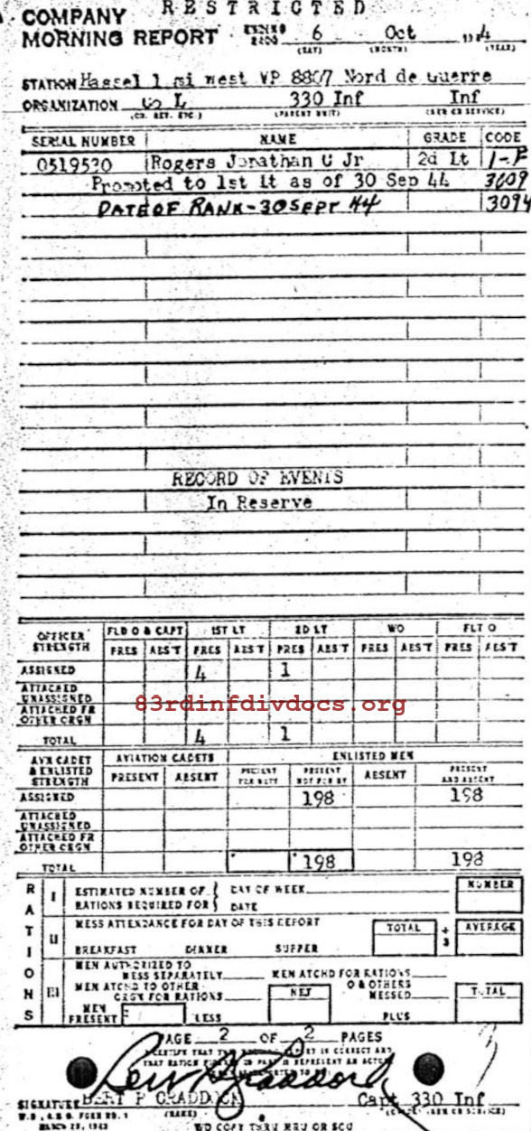 Morning report L Co, 1944-10-06, page 2 Morning report