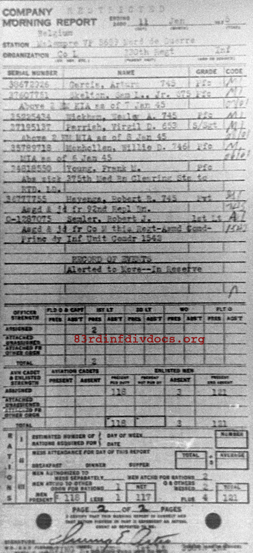 Morning report L Co, 1945-01-11, page 2 Morning report