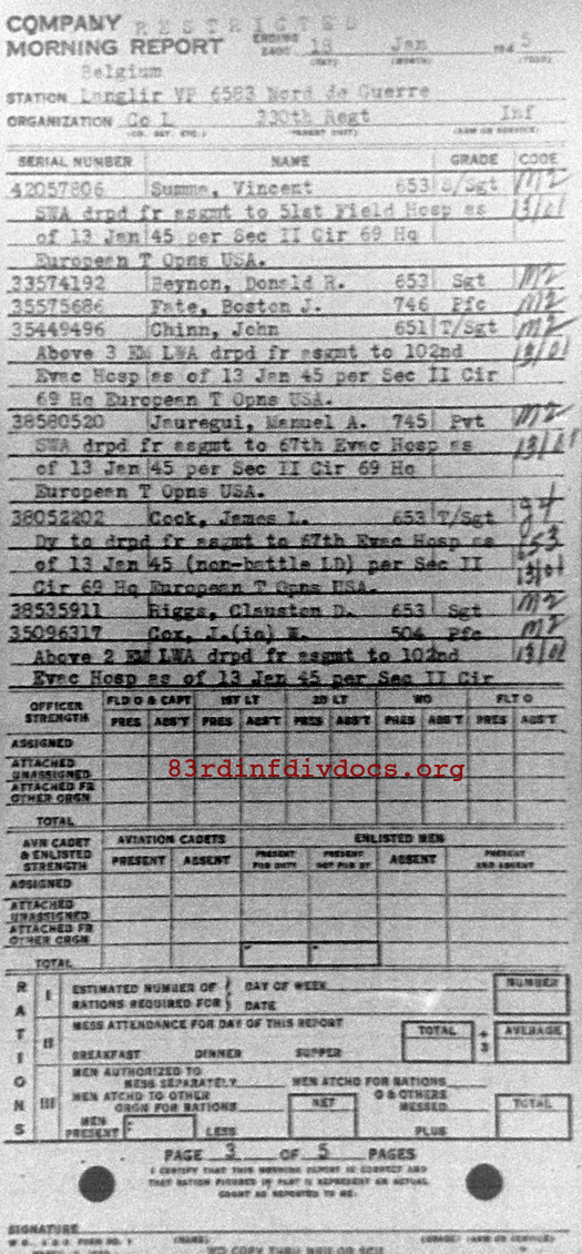 Morning report L Co, 1945-01-18, page 3 Morning report