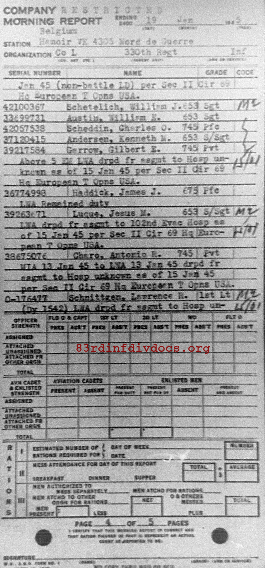 Morning report L Co, 1945-01-19, page 4 Morning report