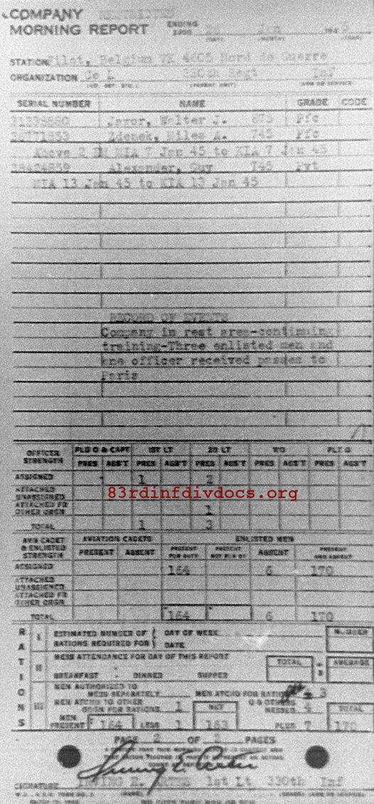 Morning report L Co, 1945-01-26, page 2 Morning report