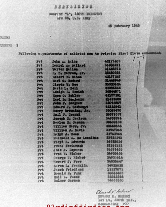 Morning report L Co, 1945-02-27, page 3 Morning report