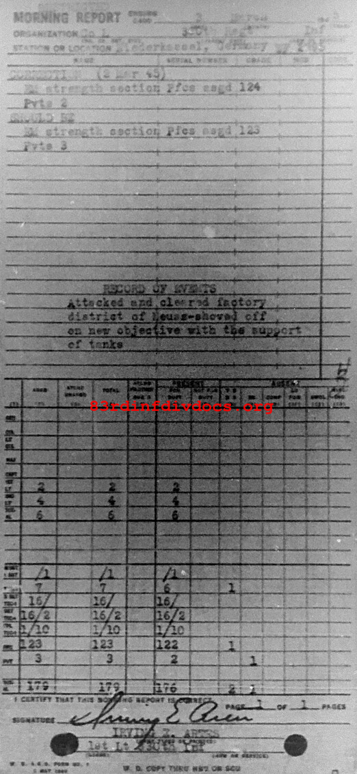 Morning report L Co, 1945-03-03, page 1 Morning report