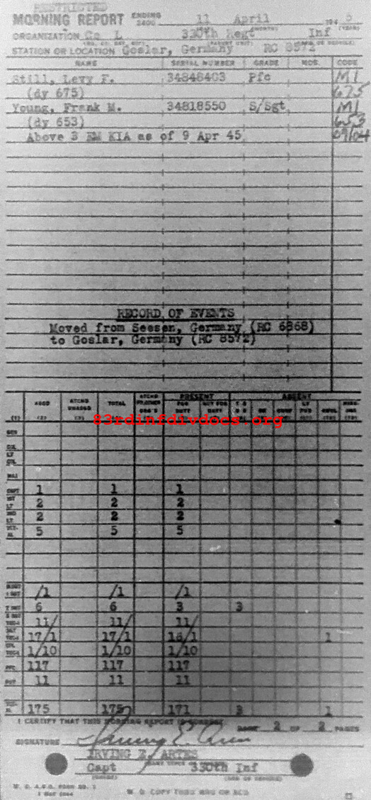Morning report L Co, 1945-04-11, page 2 Morning report