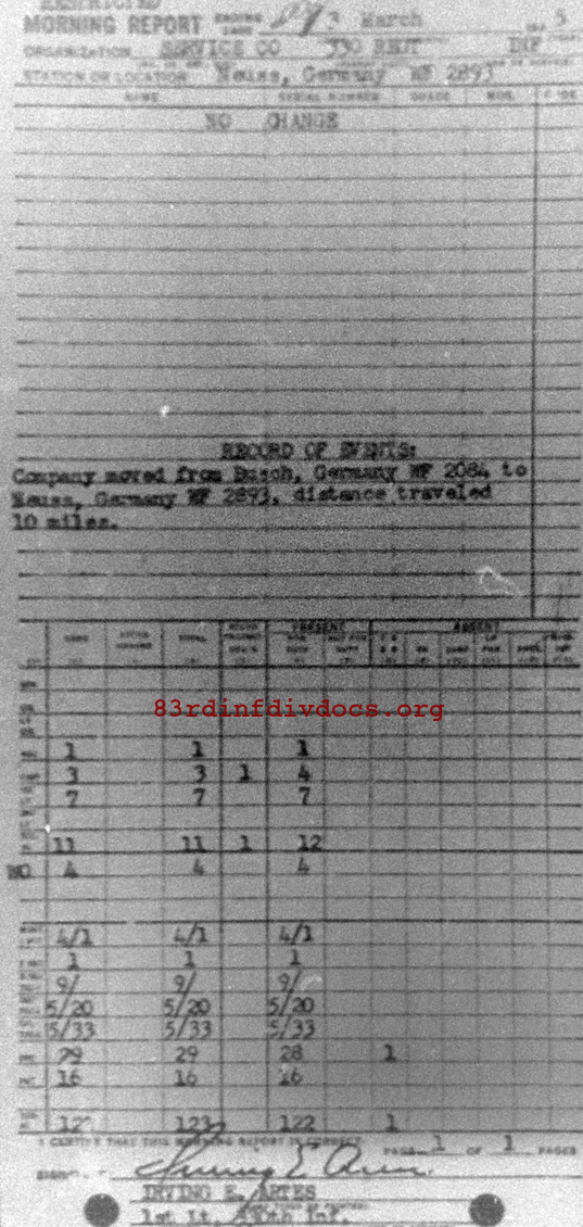 Morning report SERCO Co, 1945-03-03, page 1 Morning report