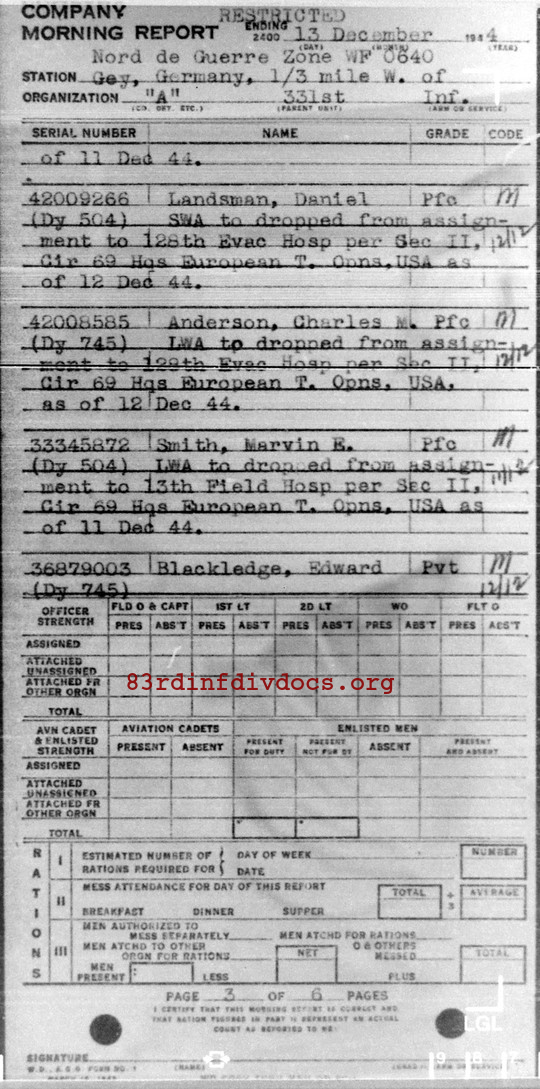 Morning report A Co, 1944-12-13, page 3 Morning report