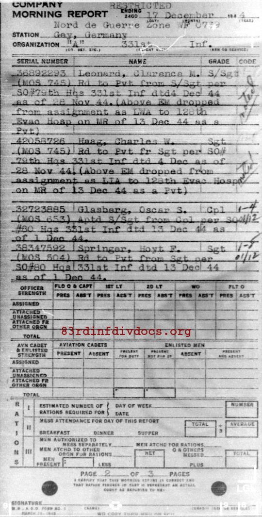 Morning report A Co, 1944-12-17, page 2 Morning report