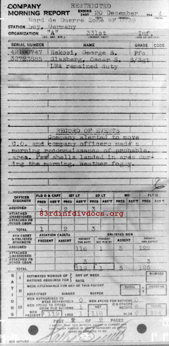 Morning report A Co, 1944-12-20, page 2 Morning report